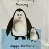 Amazing Mummy penguin. Mothers Day - Pom Pom greeting card