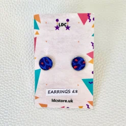 Blue Leopard Faux Leather Studs