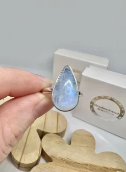 Blue moonstone teardrop ring size N 1/2