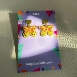 Butterfly Heart Drop Stud Earrings