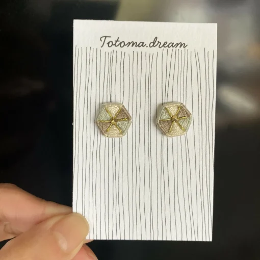 Crystal Embroidery Earrings (Large Hexagon)