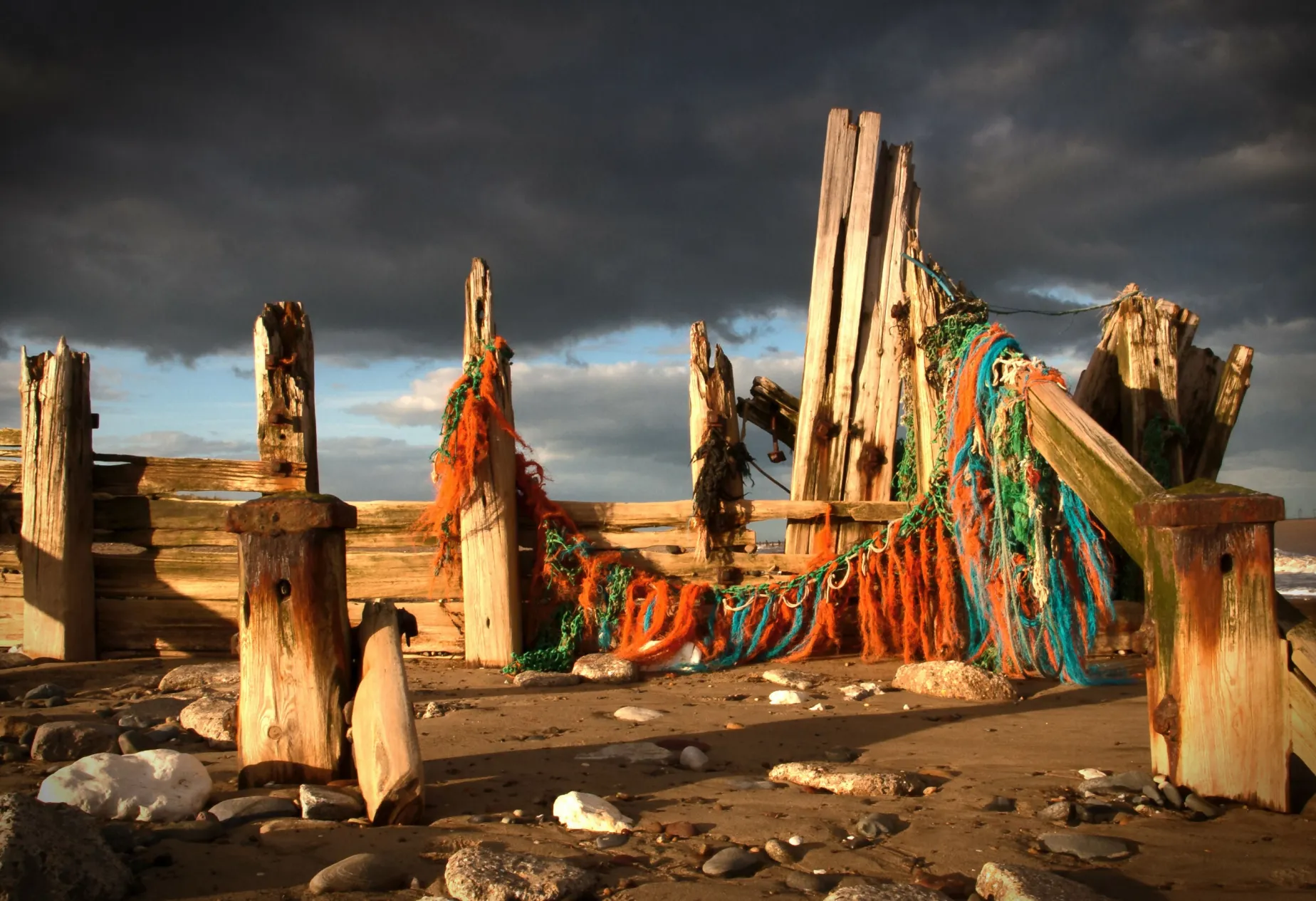 Flotsam at Spurn Point (50x40 frame)