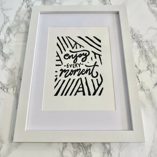 Framed Every Moment Lino Print