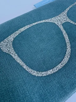 Glasses Case - Duck Egg Blue with Silver Sparkle