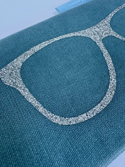 Glasses Case - Duck Egg Blue with Silver Sparkle
