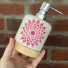 Hand Painted Dot Mandala Scandi Soap Dispenser: Dragon Fruit with Whit