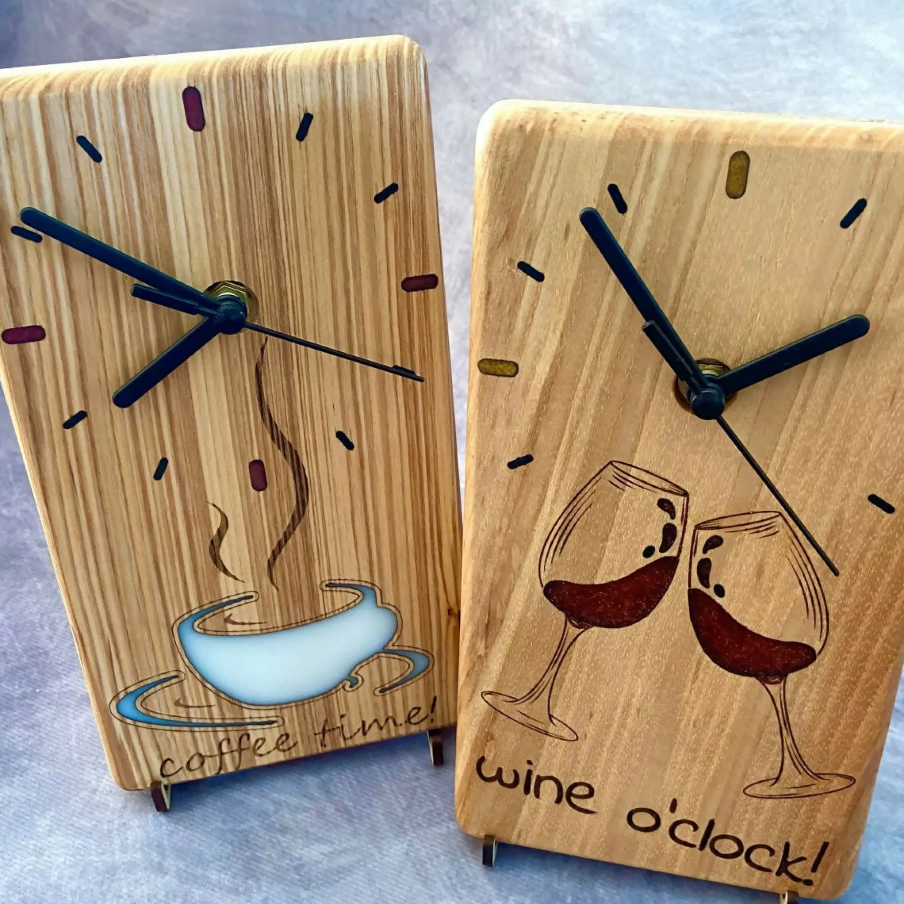 Handmade English Oak Wall Clock with Fun Resin Design