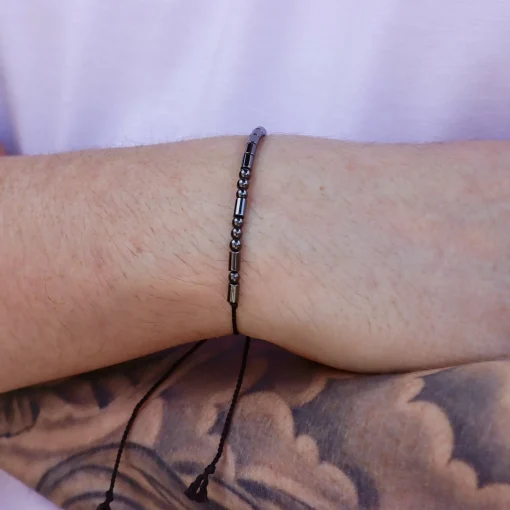 Hematite Morse Code Bracelet