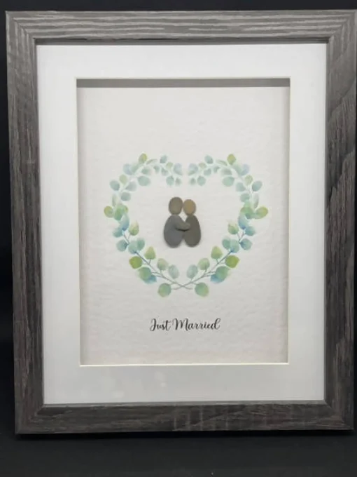 Just Married Heart Greenery - Medium