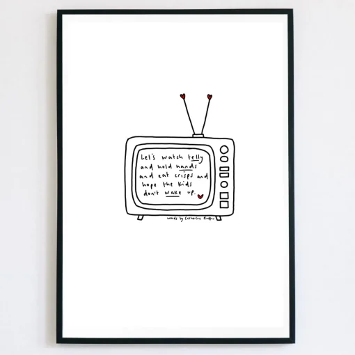 Let's Watch Telly Illustrated Poem Print