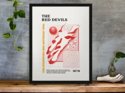 Manchester Utd Art Print PSYCHEDELIC Design in White