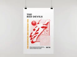 Manchester Utd Art Print PSYCHEDELIC Design in White