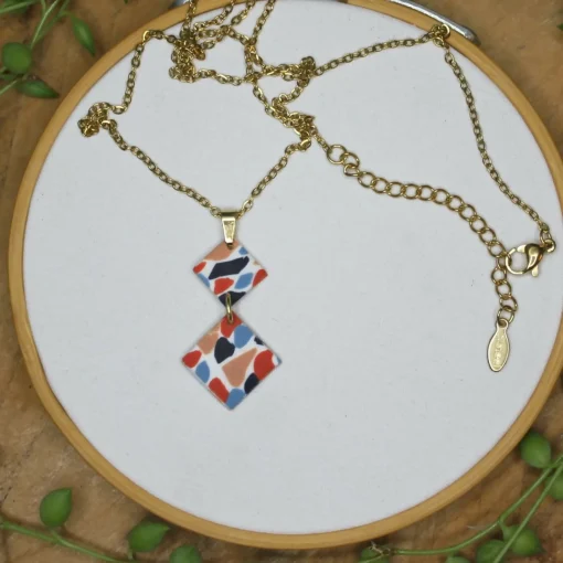 Mosaic Square Pendant Necklace