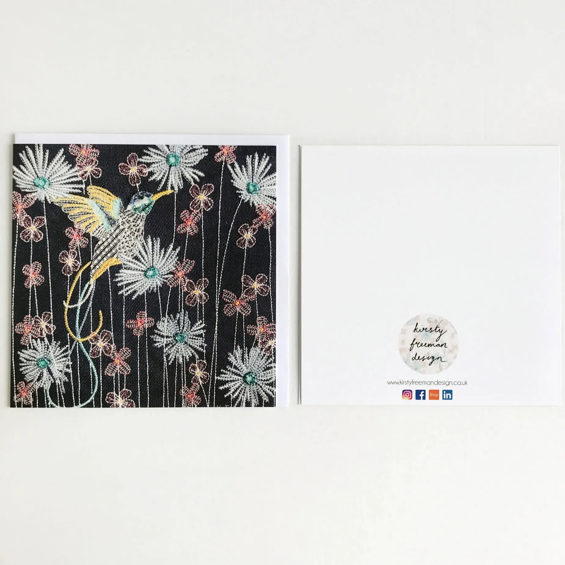 Navy Hummingbird Greetings Card