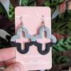 Neo - Black & Grey Cross Clay Earrings