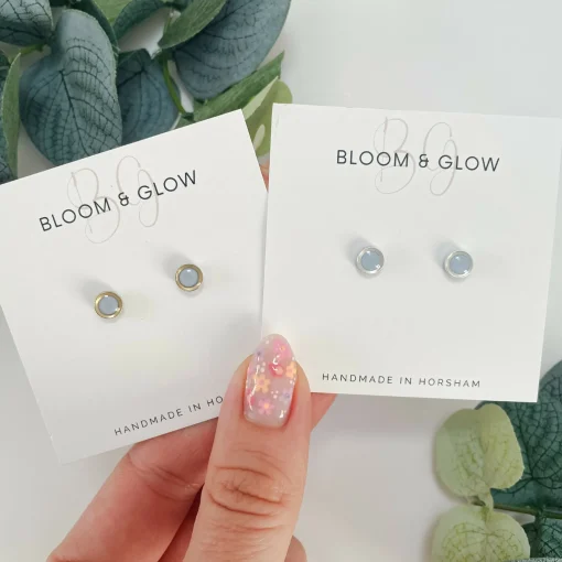 Pastel Circle Stud Earrings - Silver Edging | Art & Soul