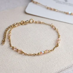 Pink Beaded Chain Bracelet