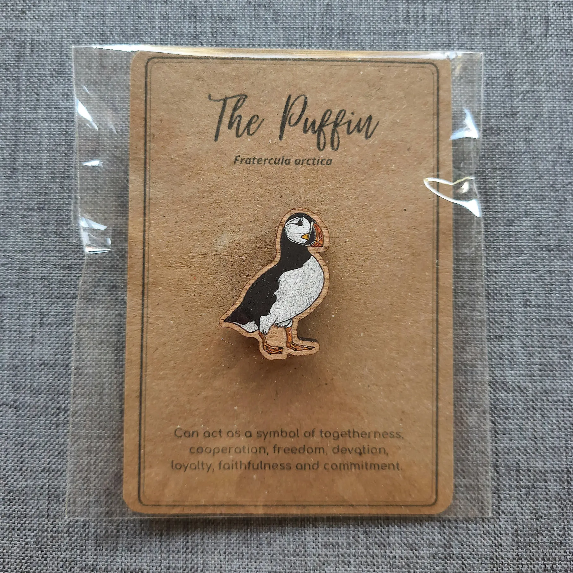 Puffin Wooden Pin Badge