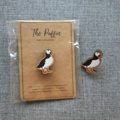 Puffin Wooden Pin Badge
