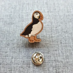 Puffin Wooden Pin Badge