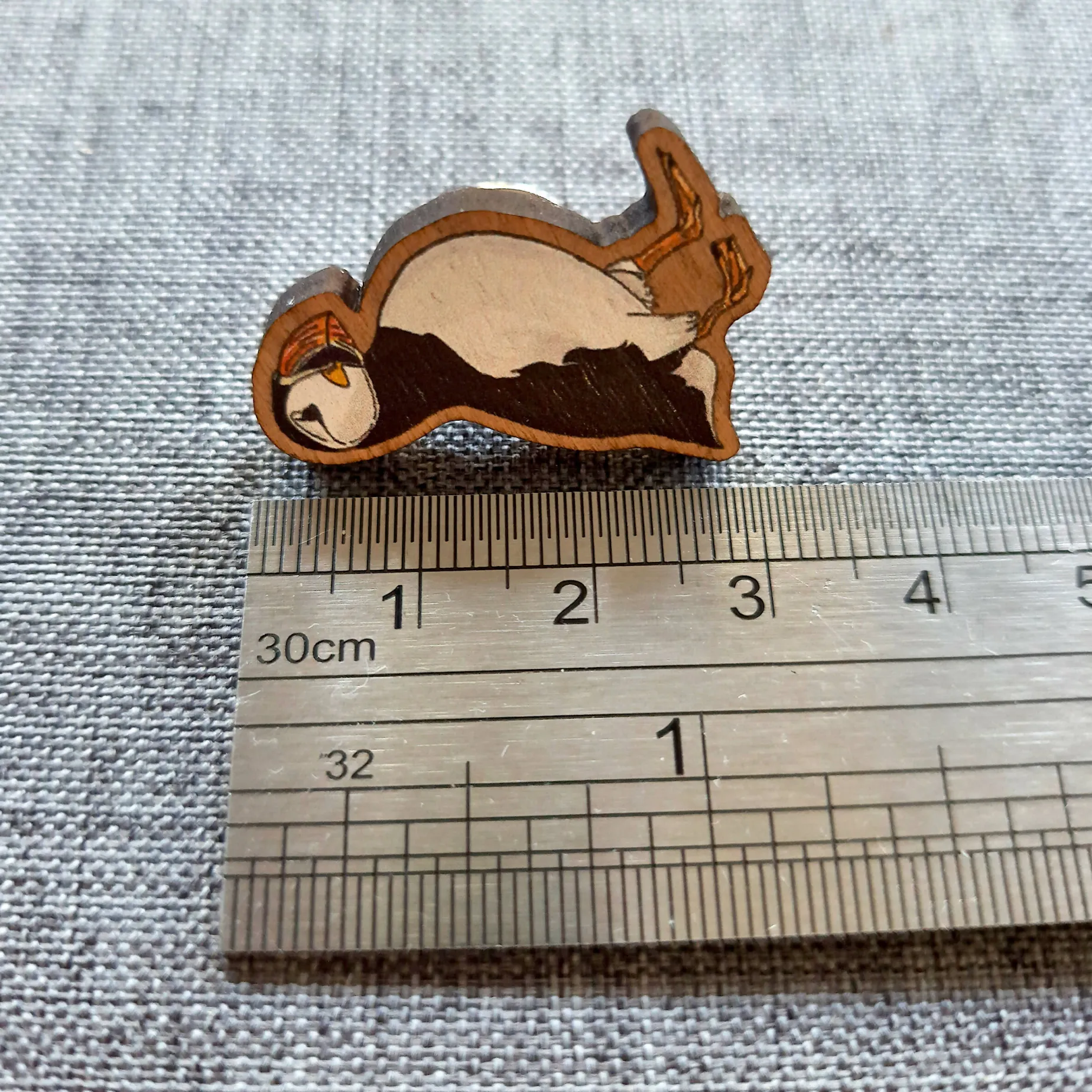 Puffin Wooden Pin Badge