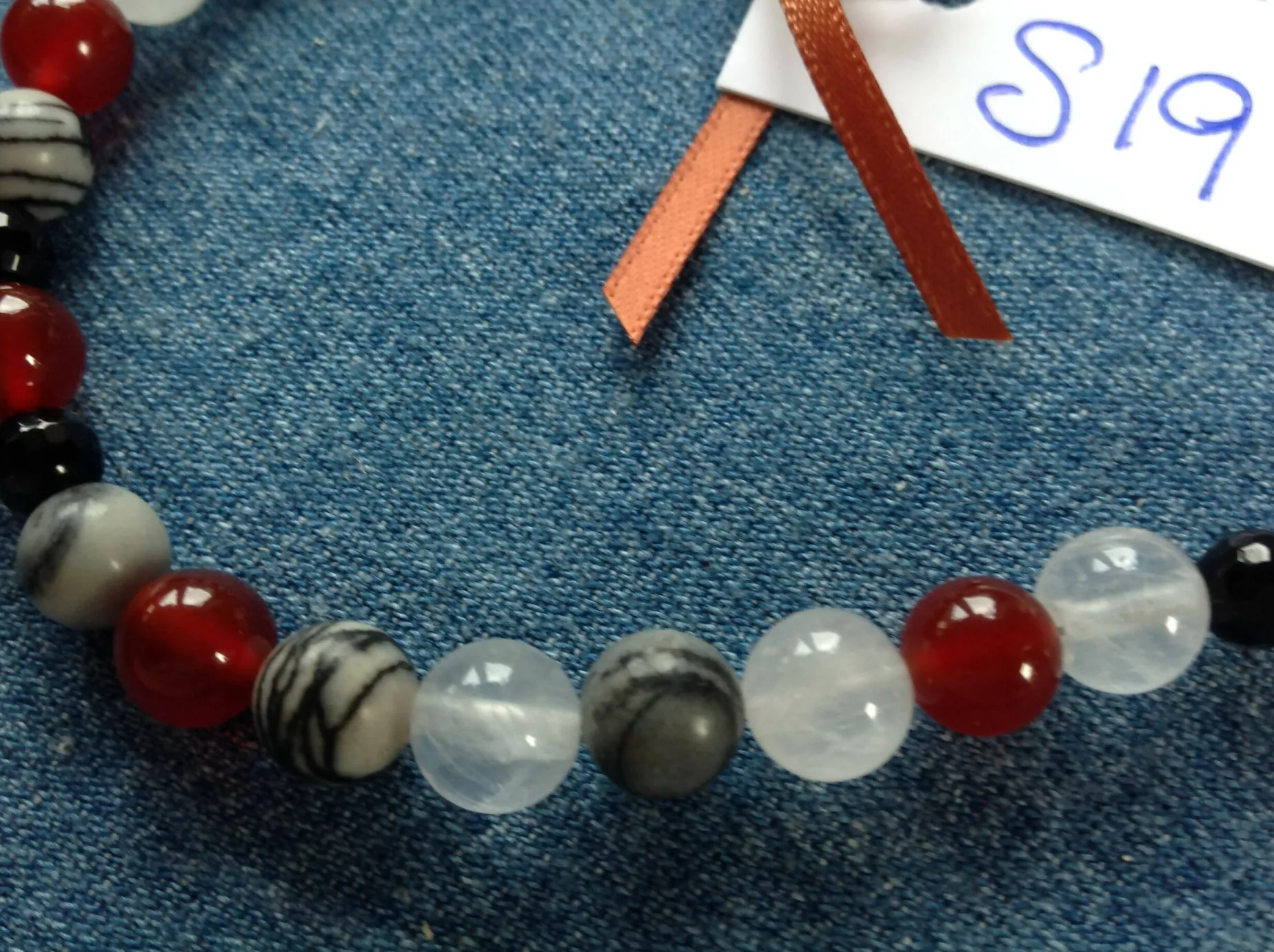 Rose Quartz, Onyx, Carnelian and Black Silkstone Bracelet