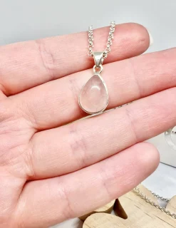 Rose Quartz teardrop necklace