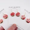 Round Red China Dangles with gold tips