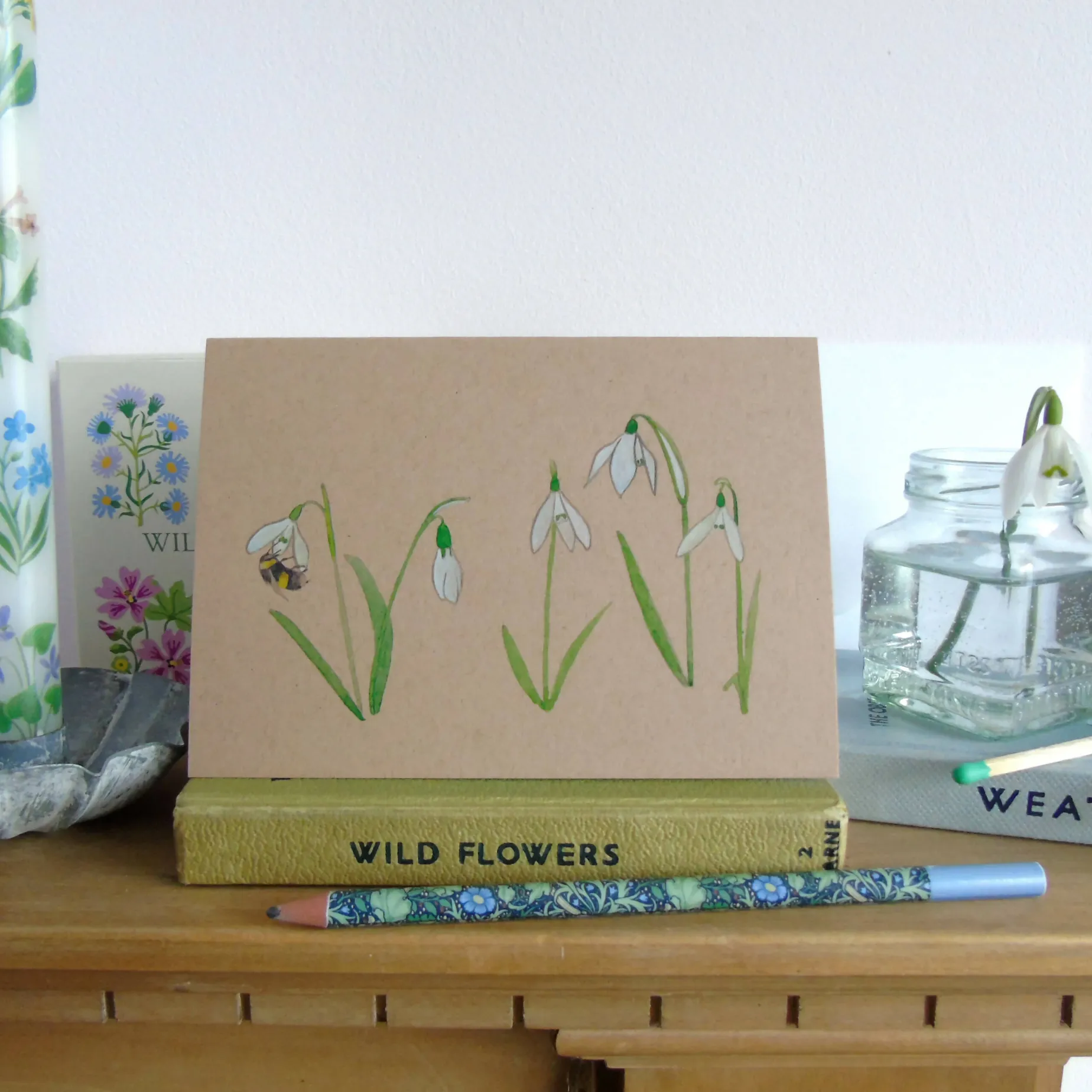 Snowdrops Hand Finished Card