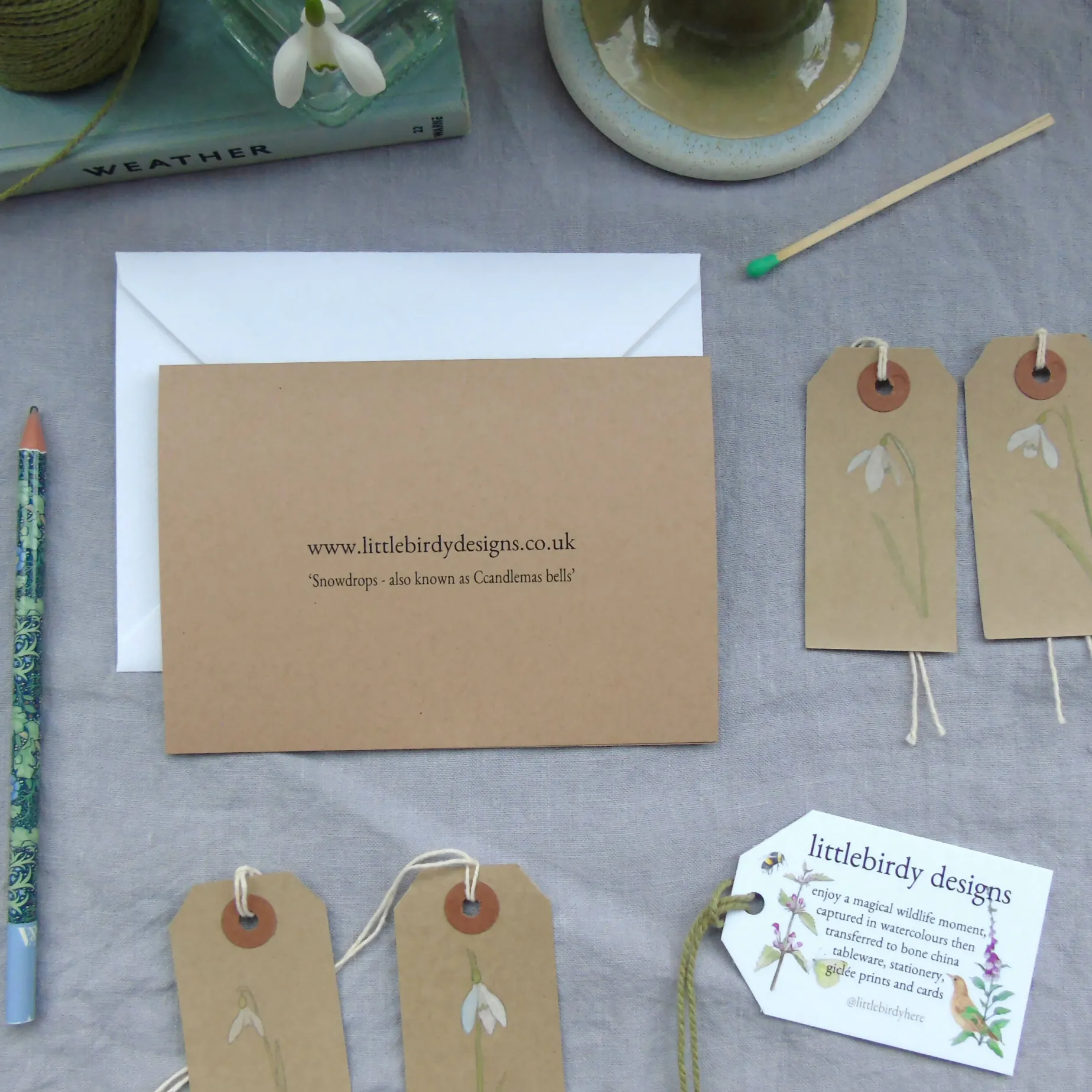 Snowdrops Hand Finished Card