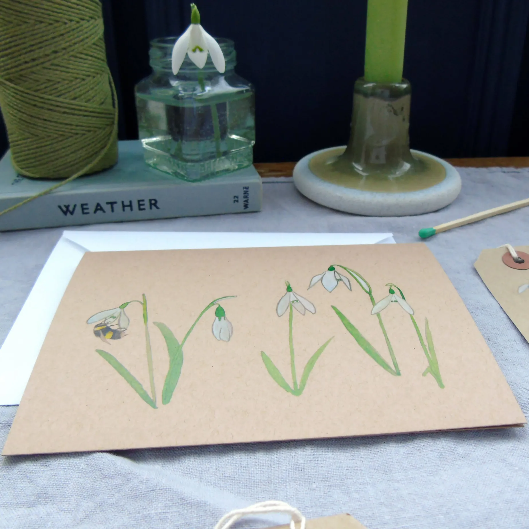 Snowdrops Hand Finished Card