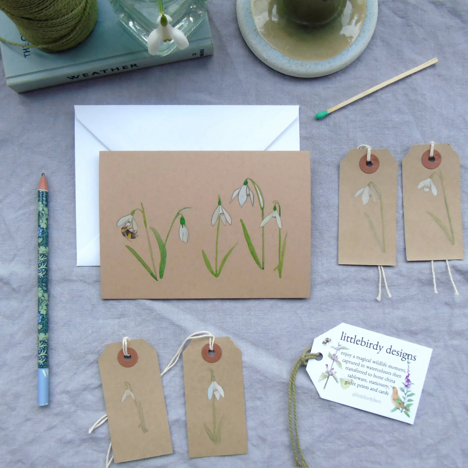 Snowdrops Hand Finished Card