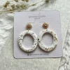 White Gold & Foil Clay Abstract Hoop Earrings