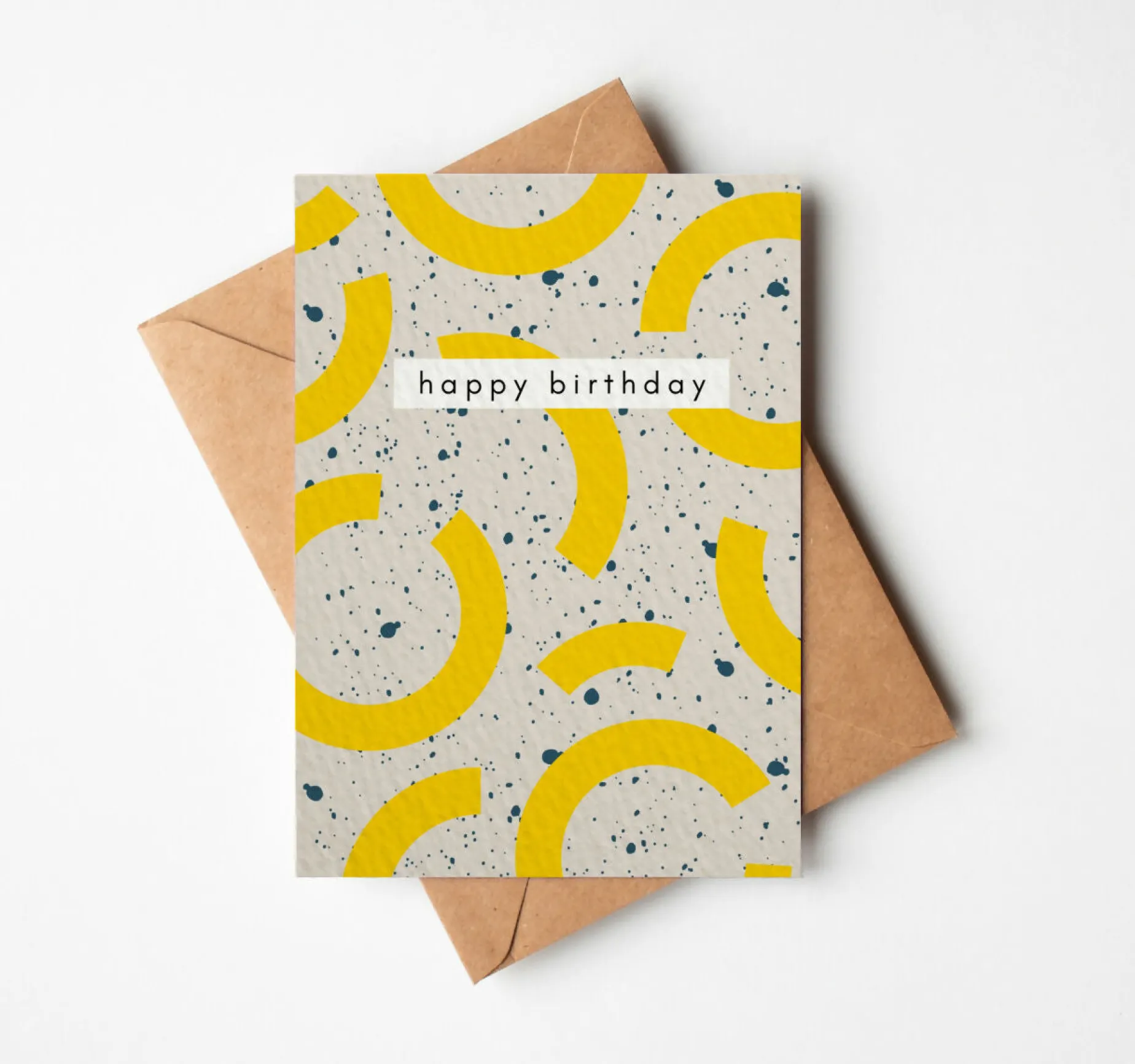 Yellow Arcs Abstract Birthday Card